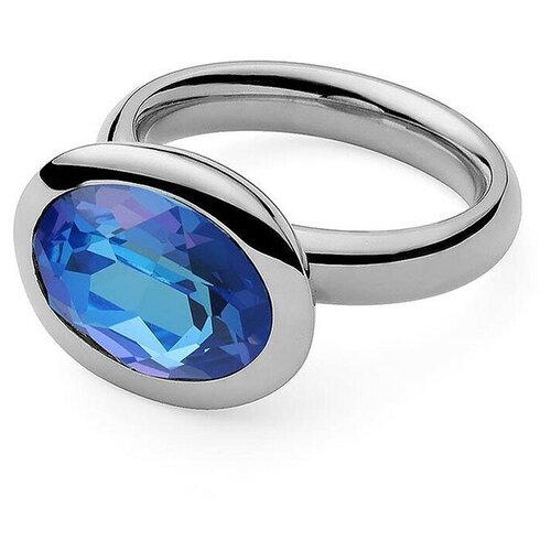 фото Кольцо qudo, бижутерный сплав, серебрение, кристаллы swarovski, синий