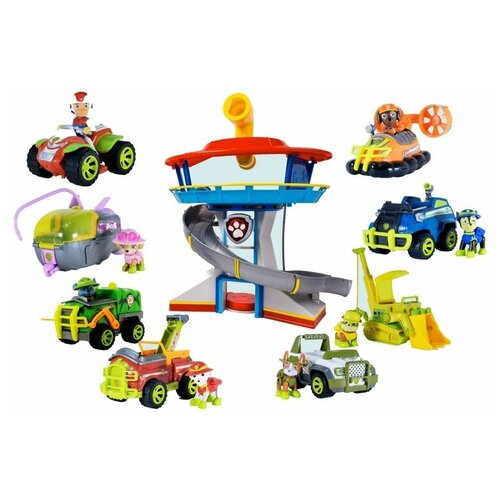 Набор игрушек Щенячий патруль - 8 героев с большими машинками + Офис, Spin Master  - купить со скидкой