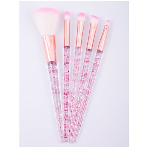 Meiyani / Набор косметических кистей для макияжа / 5 кистей разных видов, 16 см / M22RO, розовый  - Купить