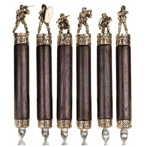 Коллекционный сувенирный набор шампуров (6шт.) с наконечником Солдат (ВхШхД 4.5х4.5х73.0)
