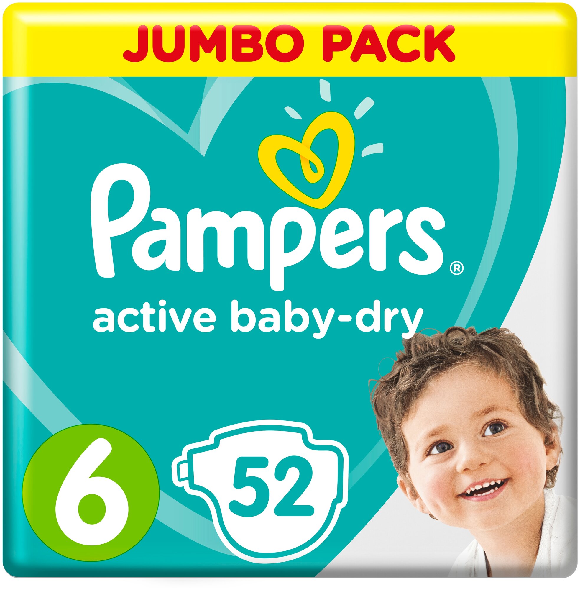 Подгузники детские PAMPERS Active Baby-Dry Extra Large 6, 13-18кг, 52шт