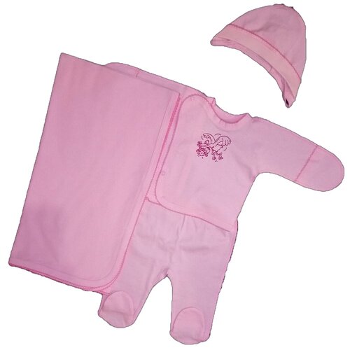 Комплект на выписку для новорожденных, размер 56 Нет бренда розового цвета