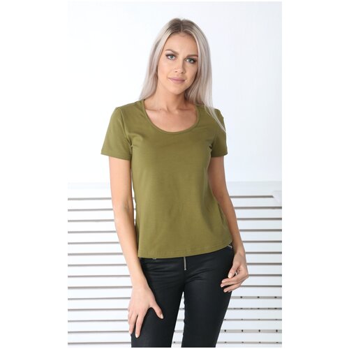 фото Футболка нежка, размер 42, оливковый/болотный