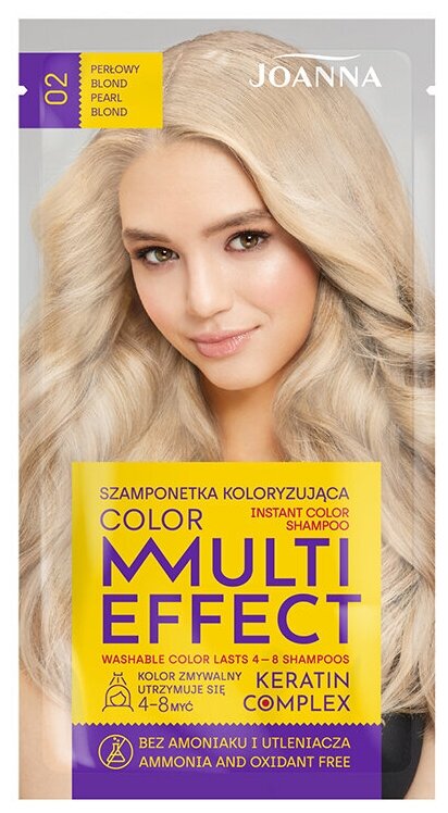 Оттеночный шампунь для волос JOANNA MULTI EFFECT COLOR тон 02 (Перламутровый блонд) 35 г