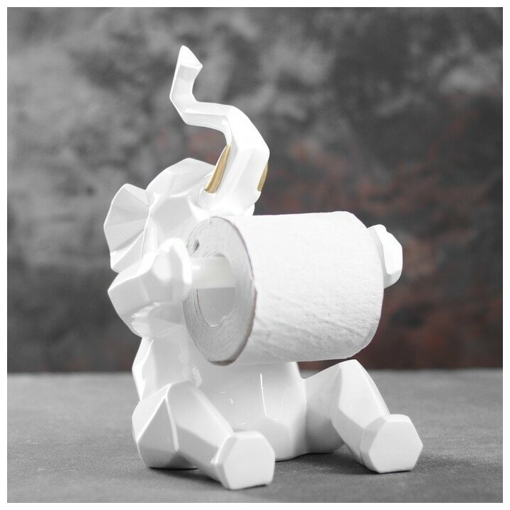 Хорошие сувениры Держатель для туалетной бумаги "Слон" белый 21х19х30см - фотография № 1