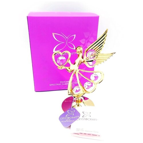 Сувенир статуэтка фигурка CRYSTOCRAFT Ангел Сердце большая 14см, миниатюра CRYSTOCRAFT Ангел Сердце большая, подарок - сувенир Ангел Сердце, статуэтка Ангел Сердце с кристалом, статуэтка для интерьера Ангел Сердце, статуэтка в подарок.