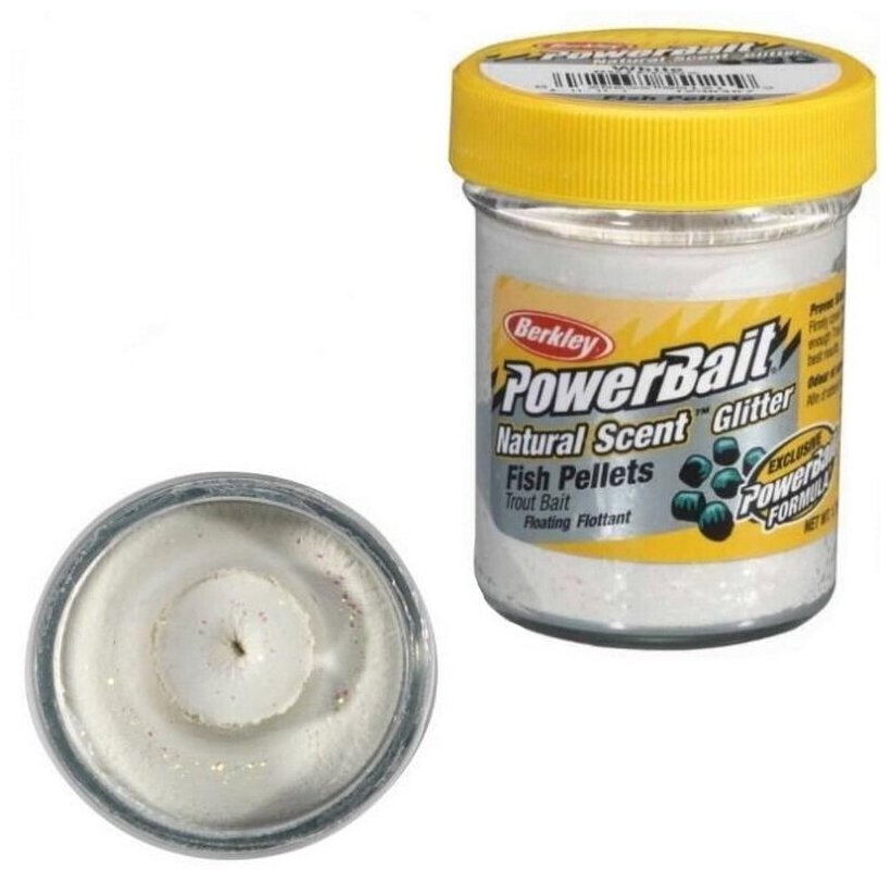 Паста форелевая Berkley PowerBait NATURAL SCENT Glitter TROUT BAIT 50gr FISH PELLET - WHITE