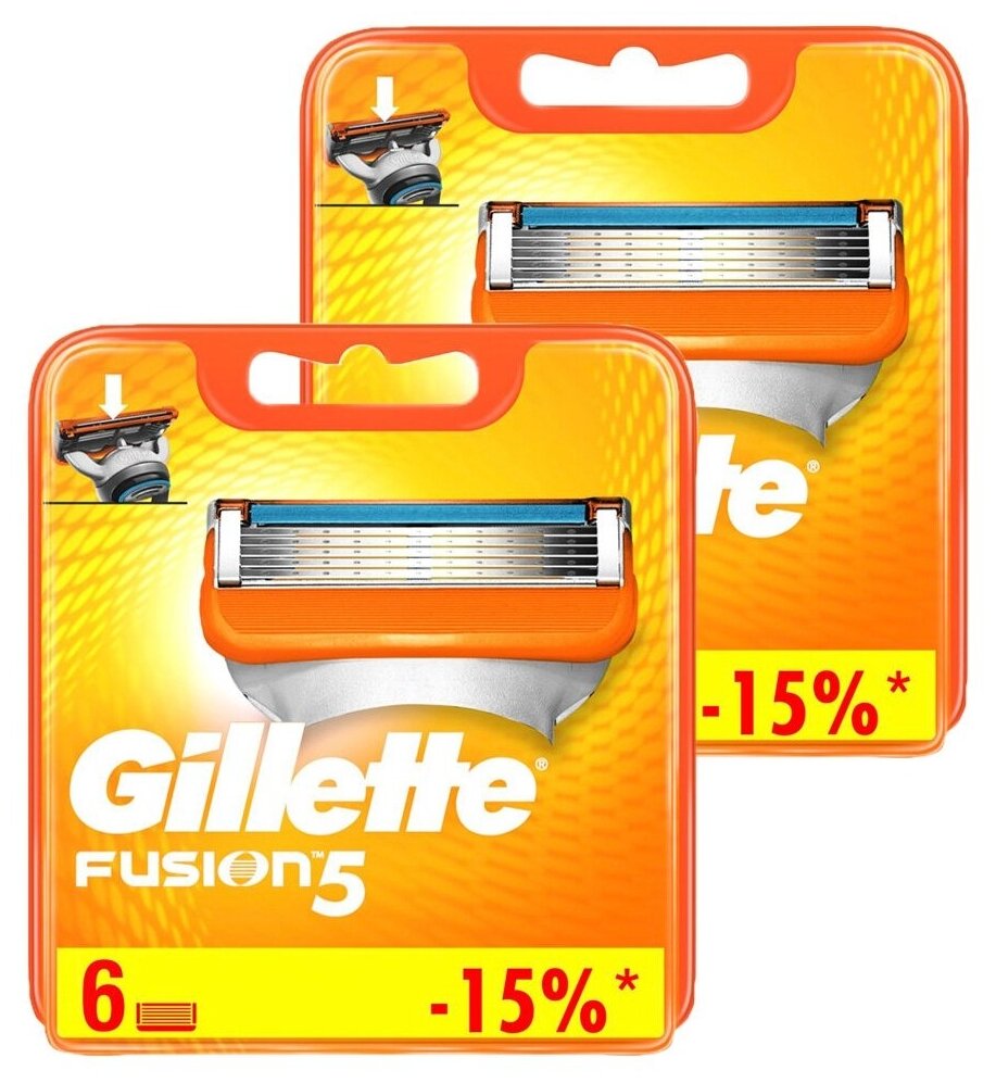 Сменные кассеты для бритья Gillette Fusion5, 6+6 (12 шт)