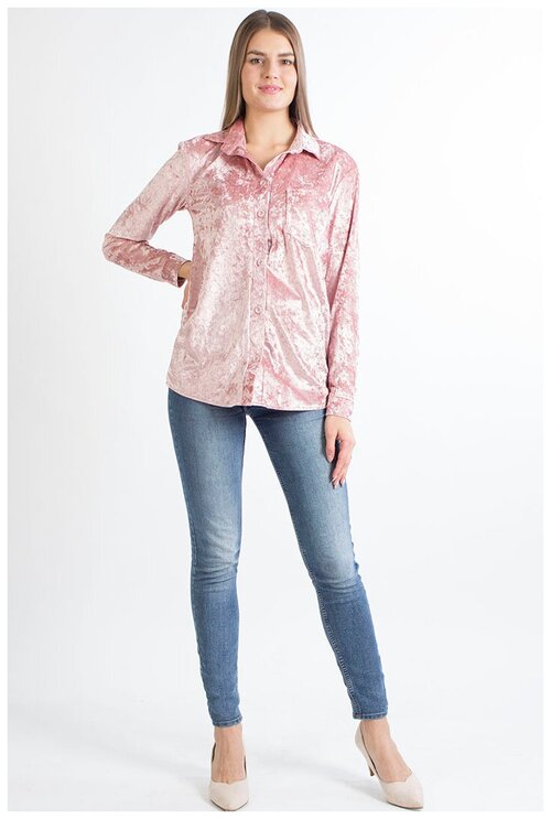 Блуза  BAST, прилегающий силуэт, короткий рукав, размер 52, розовый