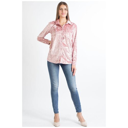 Розовая бархатная рубашка Bast (9193, розовый, размер: 48)