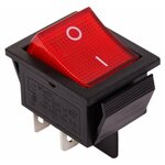 Выключатель клавишный 250V 20А (4с) ON-OFF красный с подсветкой Rexant, 1шт - изображение