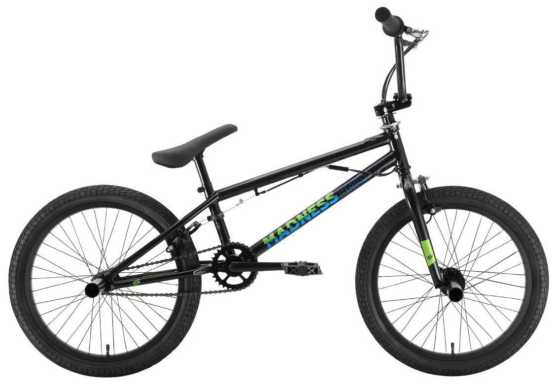 Велосипед BMX STARK Madness BMX 2 (2022) черный/зеленый 9" (требует финальной сборки)