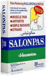 Лейкопластырь SALONPAS Пластырь обезболивающий при артрите, остеохондрозе, при растяжении мышц (Салонпас) Hisamitsu, 20 шт Вьетнам, 20 шт.