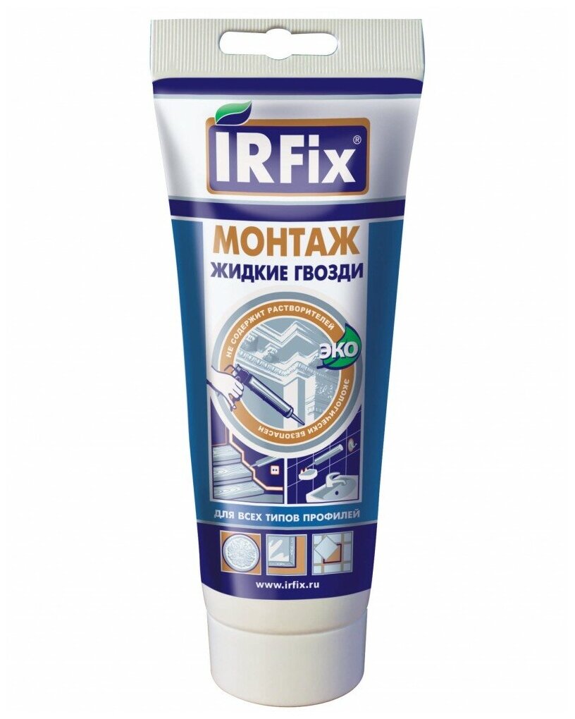фото Жидкие гвозди клей IRFIX монтаж универсальный белый (250гр