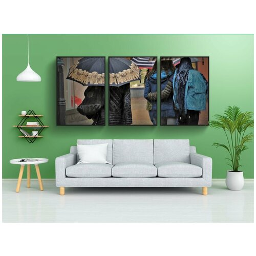 фото Набор модулных постеров для интерьера "зонтик, дождь, мокрый" 60x90 см. в тубусе, без рамки lotsprints