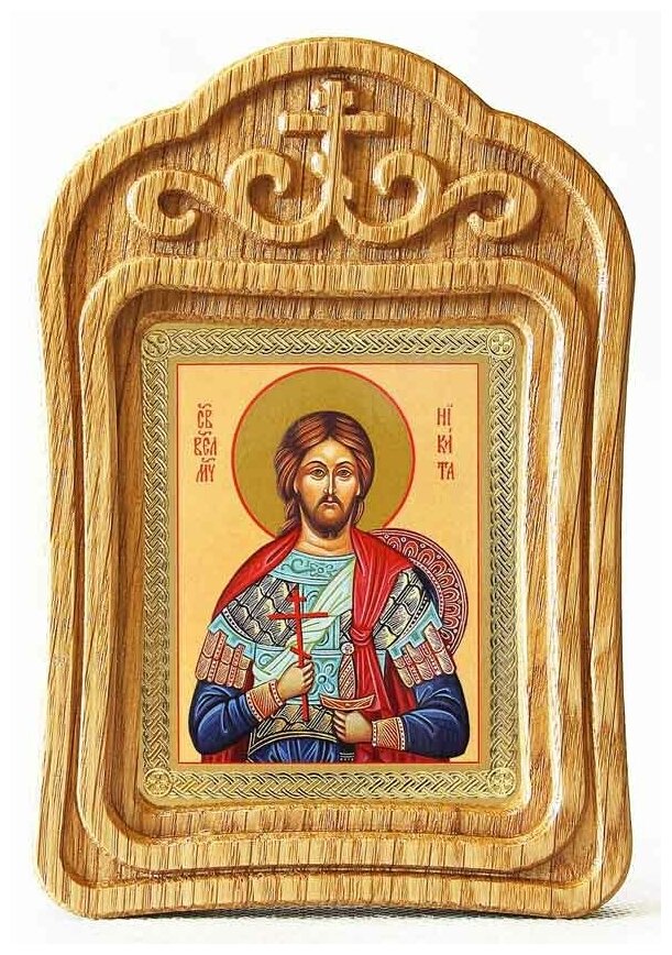 Великомученик Никита Готфский, икона в резной деревянной рамке