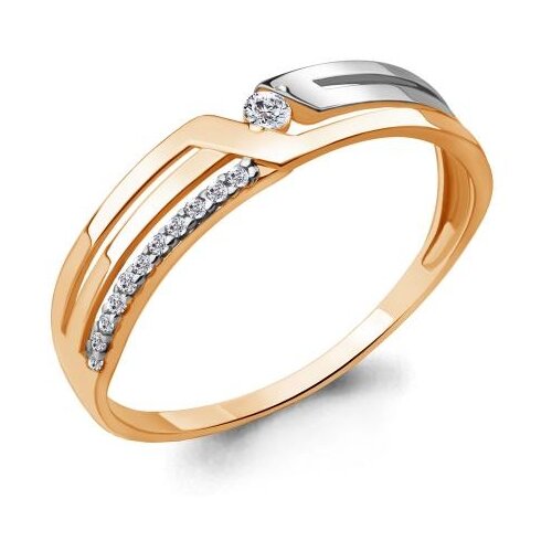 фото Золотое кольцо aquamarine 64395а с фианитом diamant-online