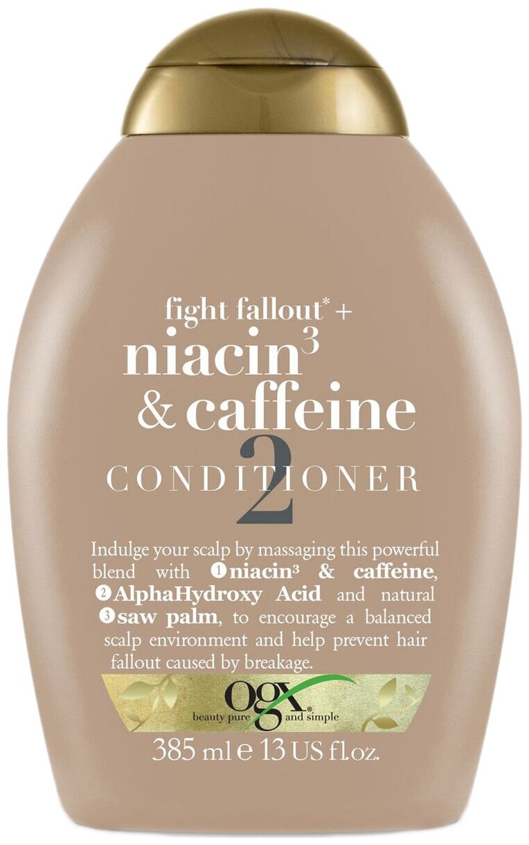 OGX Кондиционер против выпадения волос с ниацином и кофеином / Fight Fallout + Niacin & Caffeine Conditioner 385 мл - фото №1