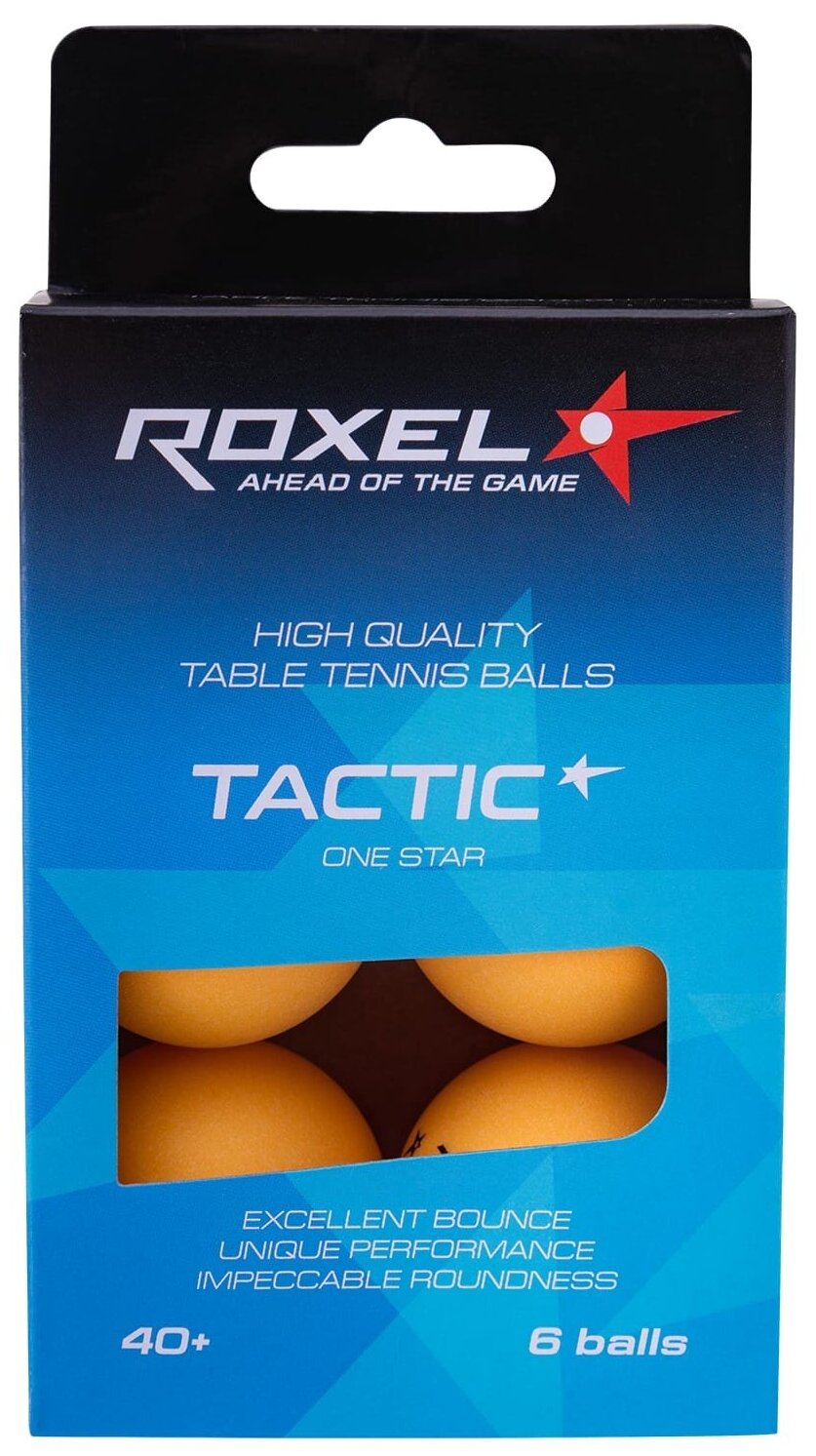 Мяч для настольного тенниса Roxel Tactic 1* оранжевый, 6 шт.