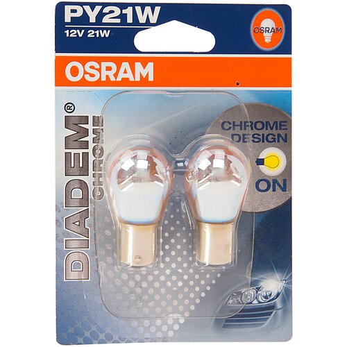 Лампа автомобильная OSRAM Diadem PY21W (BAU15s) Chrome (бл. 2шт) 12V, 7507DC-02B