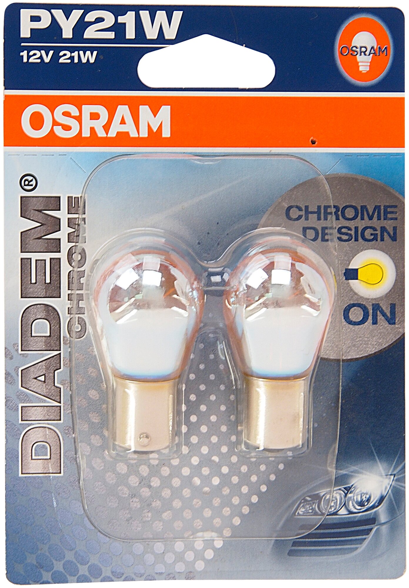 Лампа автомобильная Osram PY21W (BAU15s) Diadem Chrome 12V 7507DC02B 2 шт