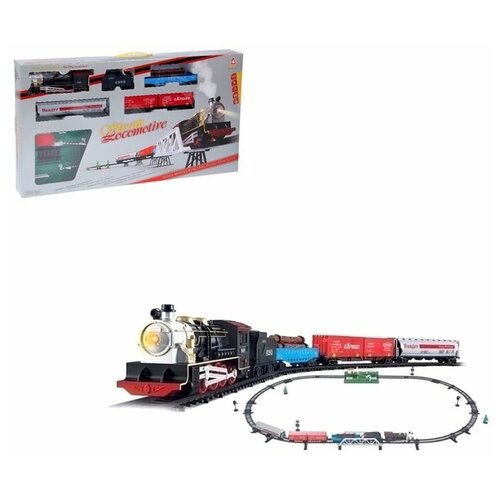 Железная дорога «Грузовой поезд», длина пути 387 см, световые и звуковые эффекты, работает от батареек