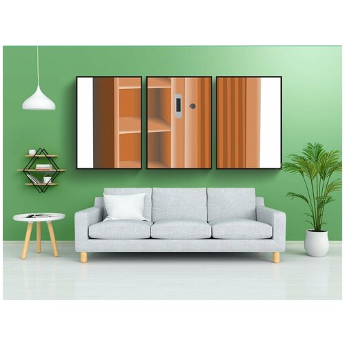 фото Набор модулных постеров для интерьера "буфет, мебель, древесина" 60x90 см. в тубусе, без рамки lotsprints