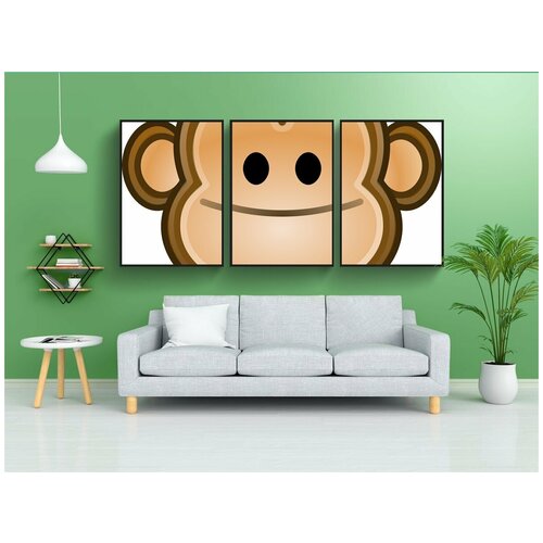 фото Набор модулных постеров для интерьера "обезьяна, улыбка, счастливый" 60x90 см. в тубусе, без рамки lotsprints