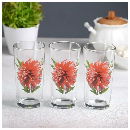 фото Набор стаканов 230 мл "букеты" для коктейля, 3 шт, микс mikimarket