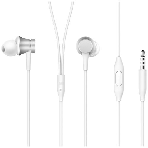 фото Наушники вкладыши xiaomi mi in-ear basic 1.25м серебристый проводные (в ушной раковине)