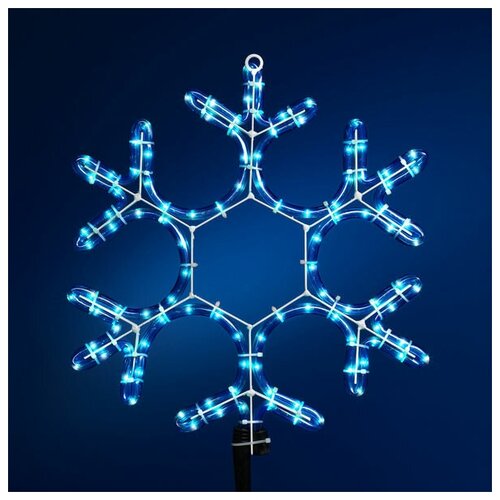Н. г. эл. гирл. снежинка из дюралайта 54л. LED dia=37см бел./син. цв. в пакете (чёрн. провод)