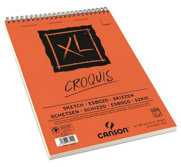 Альбом для графики на спирали Canson "XL Croquis" 42х59,4 см 60 л 90 г слоновая кость - фото №1
