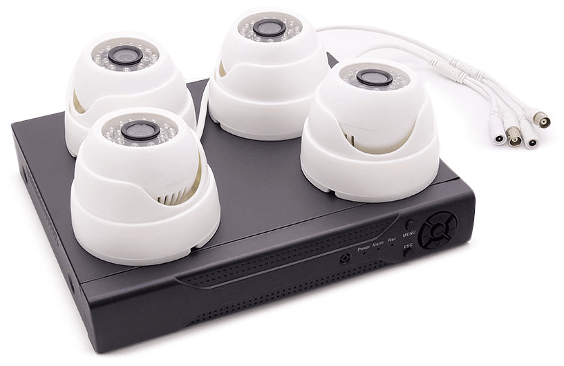 Комплект видеонаблюдения AHD (регистратор, 4 внутренние камеры (белые), блок питания 2А)