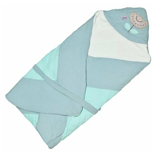 Одеяло-конверт для новорожденного Цветок, летнее, голубое, 90х90 см