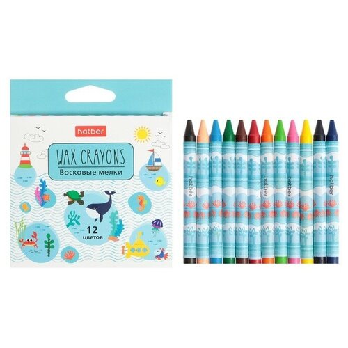 Мелки восковые 12 цветов Hatber Deep Forest диаметр 9 мм круглый корпус в картонной коробке с европодвесом 254₽