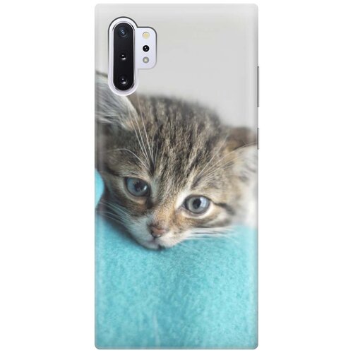 фото Ультратонкий силиконовый чехол-накладка для samsung galaxy note 10+ с принтом "котенок на пледе" gosso