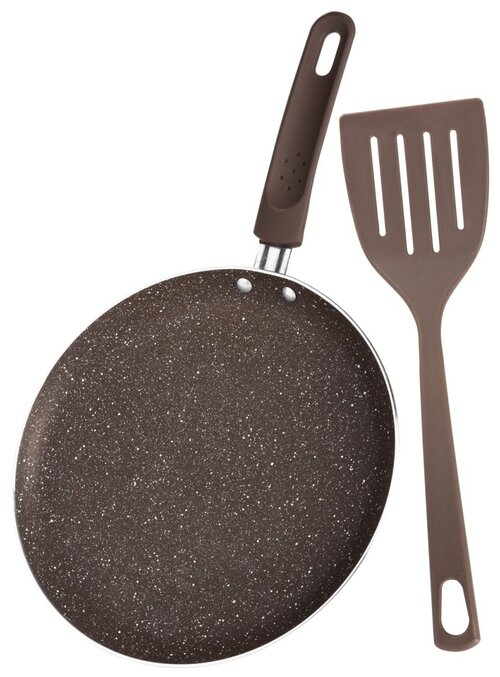 Сковорода для блинов с лопаткой HOFFMANN HM 7823, черная 23 см
