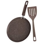Сковорода для блинов с лопаткой HOFFMANN HM 7823, черная 23 см - изображение