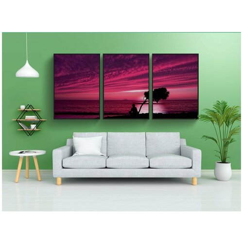 фото Набор модулных постеров для интерьера "человек, дерево, силуэт" 60x90 см. в тубусе, без рамки lotsprints