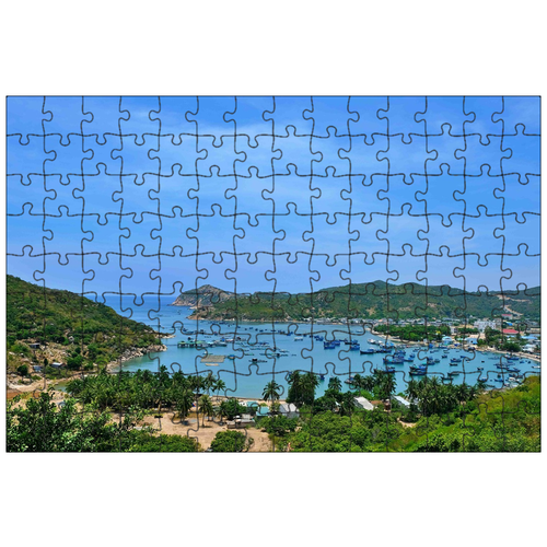 фото Магнитный пазл 27x18см."бухты виньхи, лодка, море" на холодильник lotsprints