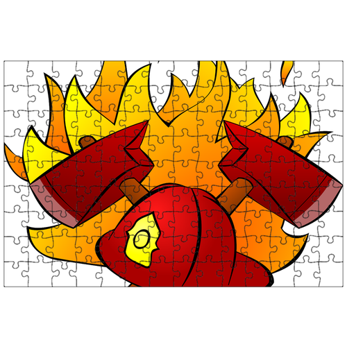 фото Магнитный пазл 27x18см."пожарные, топор, эмблема" на холодильник lotsprints