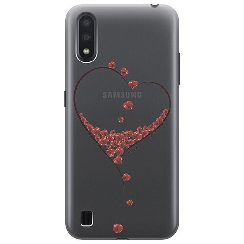 Ультратонкий силиконовый чехол-накладка для Samsung Galaxy A01 с 3D принтом Little hearts ультратонкий силиконовый чехол накладка для samsung galaxy s20 с 3d принтом little hearts