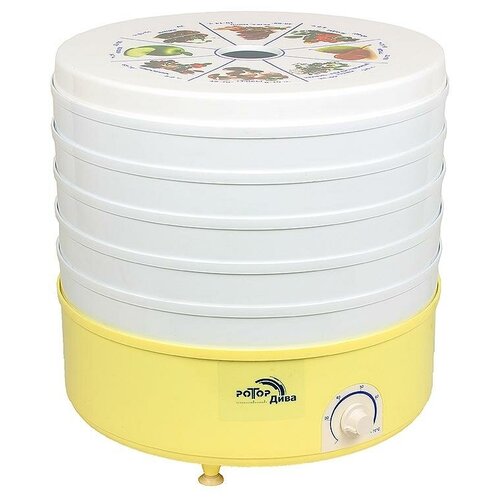 Сушилка для овощей и фруктов Ротор-Дива СШ 007 007-04 5 поддонов цветная упаковка вент 600Вт вес 5кг объем сушильной камеры 20л Барнаул 451200₽