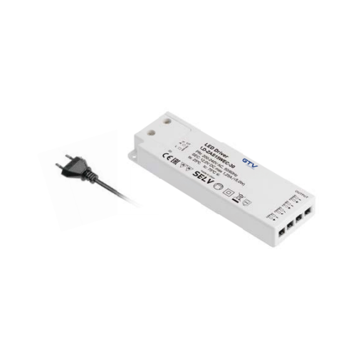 Блок питания для светодиодов SLIM EASY CLICK 220/12V 30W IP20, с mini amp и проводом 1,5м