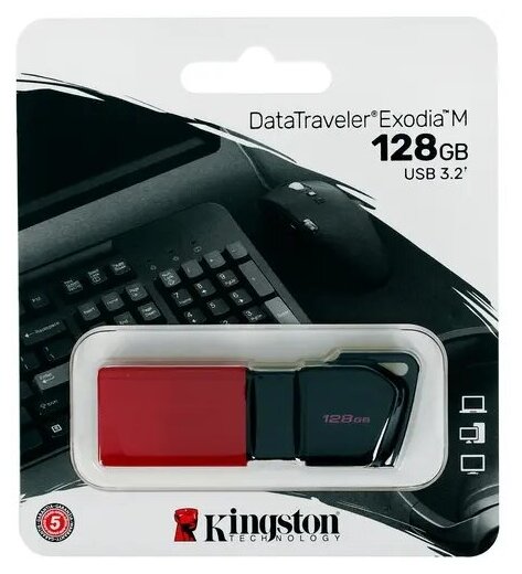 128GB USB 3.2 Флеш-накопитель Kingston DataTravele Exodia M чёрный/красный (DTXM/128GB)