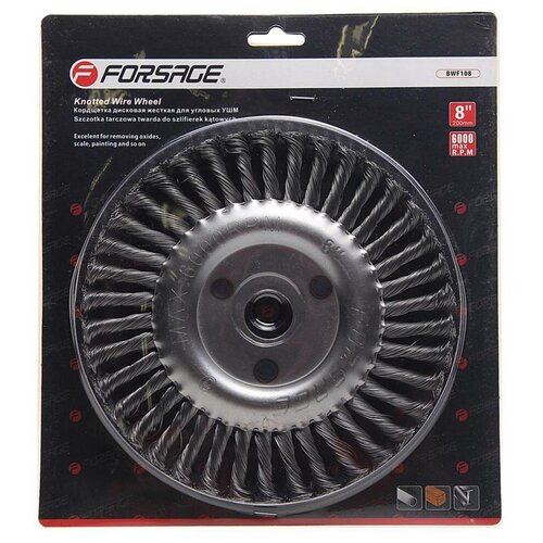 Кордщетка для УШМ дисковая 200мм витая сталь FORSAGE F-BWF108 кордщетка rockforce rf bwf108