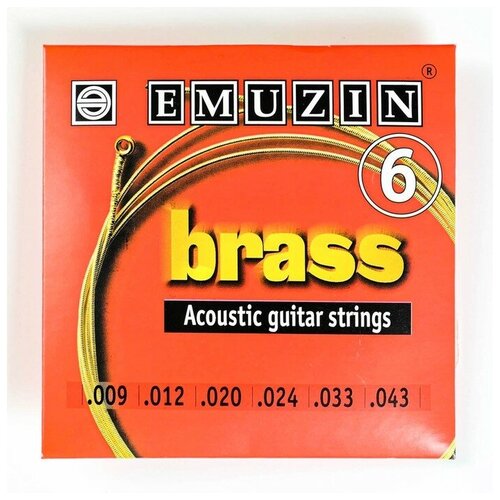 EMUZIN Струны для акустической гитары BRASS с обмоткой из латуни /.009 - .043/ emuzin струны для акустической гитары silver с обмоткой из посеребренной меди 009 043