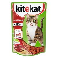 Kitekat Паучи с говядиной в соусе для кошек 101512961017229710220164 0,085 кг 25117 (10 шт)