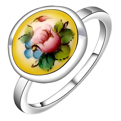 фото Серебряное кольцо золотые узоры 96-01-0011-47 с финифтью diamant-online