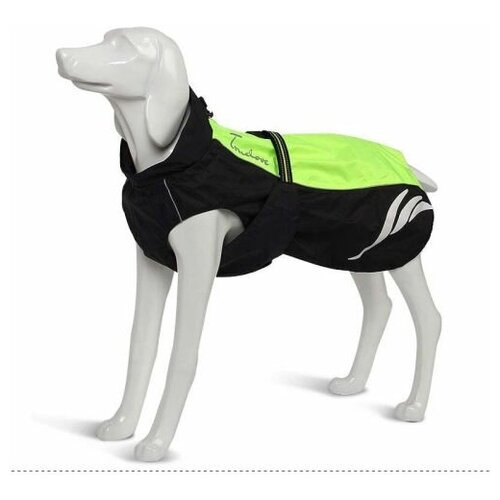 Дождевик для собак, защита от дождя и грязи. Водонепроницаемый, светоотражающий, удобный. Неон, размер 40 см (длина спины)